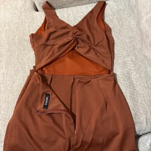 CHICME brown open tie back romper thumbnail 2