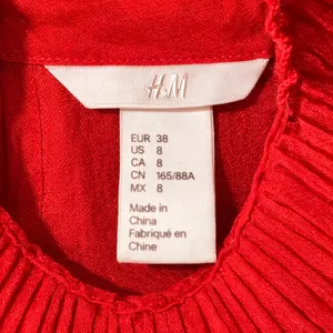 H&M Red Ruffle Mock-Neck Blouse thumbnail 5