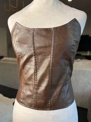 Brown Sleeveless Bustier Crop Top thumbnail 1