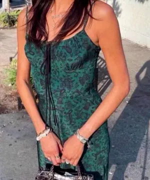 NWT Green & Black Floral Dress thumbnail 1