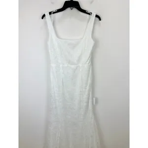 Lulus Eternal Happiness White Lace Square Neck Mermaid Maxi Dress Wedding L NWT thumbnail 6