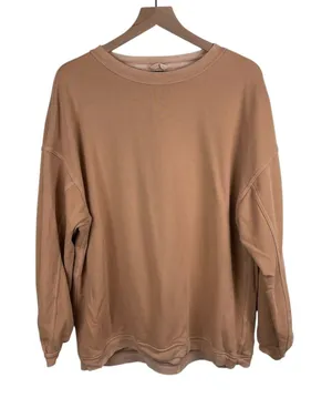 Aerie Balloon Sleeve Oversized Sweatshirt Size Medium Cotton Terry Tan Beige thumbnail 1