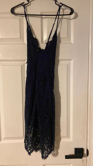 Lace Blue Bodycon Dress Lulus thumbnail 4