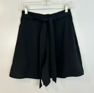 NWT H&M Black Tie Waist High Waist A-line Shorts SIze Small thumbnail 1