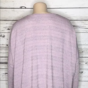 Bisou Bisou NWT Size XL Purple & Metallic Silver Stripe Oversized Sweater Top thumbnail 5