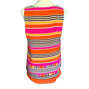 Rose + Olive Sleeveless Top Orange Pink White Black Medium thumbnail 3