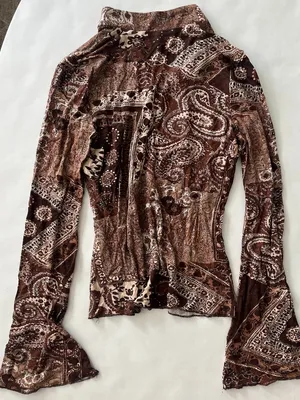 Vintage VTG Sinequanone Paris French Paisley Brown 90s Whimsy Retro Blouse Top S thumbnail 2