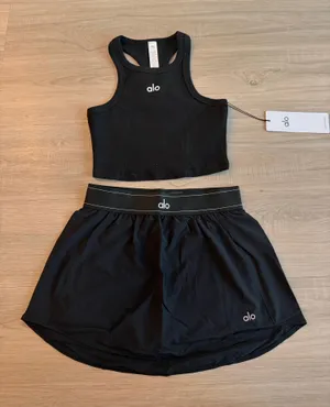 Alo black aspire tank top and tennis skirt Size S #tennis #athleisure # 2pieces thumbnail 1