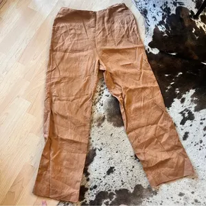 REFORMATION Brown Justin‎ 100% Linen Trouser Pant Size 8 thumbnail 3