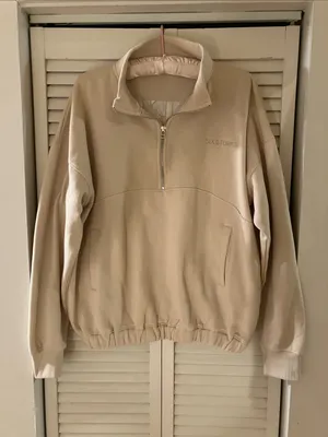 Six Stories Wife Quarter Zip Sweatshirt in Champagne Large thumbnail 3