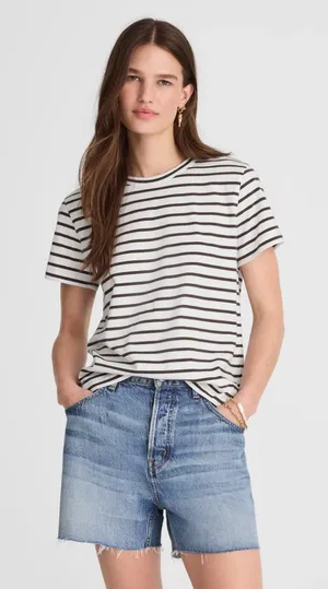 MADEWELL The Perfect Crewneck Tee in Allday Jersey in Roasted Chicory Size Large thumbnail 1