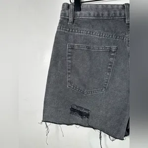 White Fox Denim Shorts Gray / Black Distressed Raw Hem High Rise Size M NWT thumbnail 6