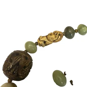 Handcrafted Turquoise and Brown Beaded Necklace beautiful hand carved beads thumbnail 4