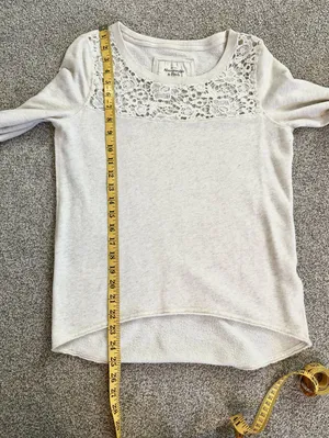 Abercrombie & Fitch Lace Crewneck Sweatshirt Cream Small thumbnail 8
