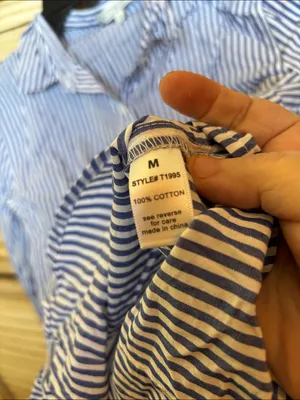 Active USA Blue and White Striped Collared Shirt Medium thumbnail 4