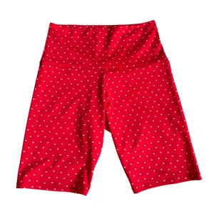 Free People Movement Biker Shorts Women M/L Red‎ Heart Print Activewear Yoga thumbnail 1