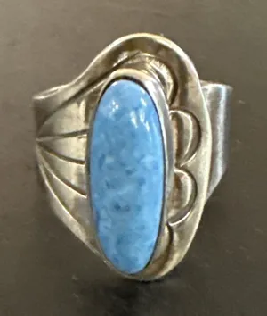 Vintage New Mexico Native American Turquoise‎ Ring Stamped RB-adjustable thumbnail 1