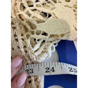 Lace Crochet Long Sleeve Hollow Out Knit‎ Sweater Pullover Top Pointelle L Boho thumbnail 5