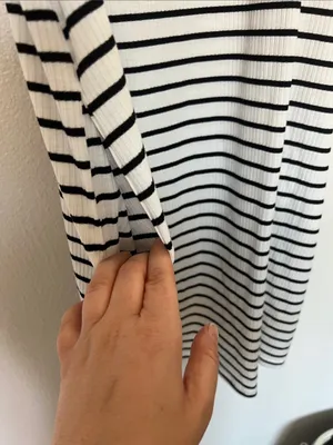 NWOT Striped Sleeveless Henley Dress - Black & White sz L thumbnail 2