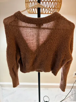 wild fable Cozy purple Fuzzy Cropped Button Cardigan thumbnail 4