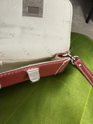 Furla Vituri Red Leather Wristlet with White Interior Imperfections thumbnail 3