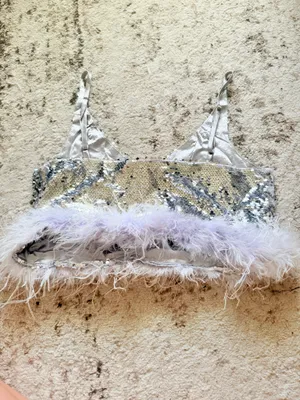 Sparkly crop feather top Silver Size M thumbnail 2