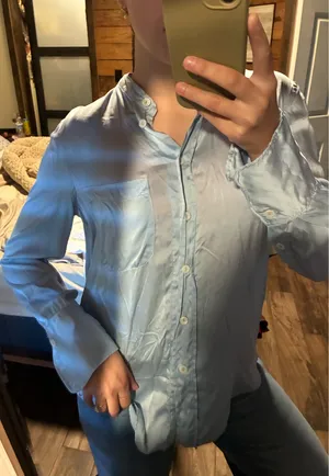 ZARA Blue Blouse Button Down thumbnail 2