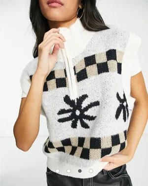 Bailey Rose X ASOS funnel neck zip retro knit vest. Size Small New with Tag! thumbnail 1