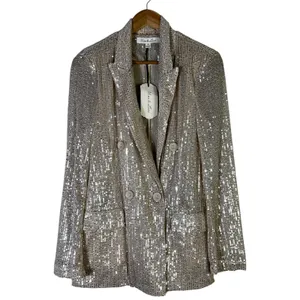 NWT Vine & Love Sequin Double Breasted Blazer Gold Glam Party Going Out Size S thumbnail 2