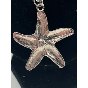 Silvertone Oversized Rhinestone Starfish Pendant On Chain‎ Necklace Mermaidcore thumbnail 3