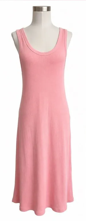 Universal Thread Pink Ribbed Tank Midi Dress Size Medium Casual Stretch thumbnail 1
