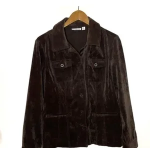 Croft&Barrow Corduroy Button Up Shirt Jacket Dark Chocolate Brown Medium thumbnail 1