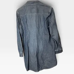Chico's Women Blue Denim Tunic Button Down Shirt Cotton Size 2 Medium Wash L thumbnail 3
