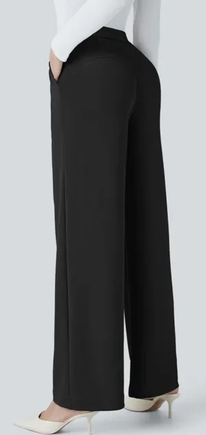 Halara Womens Black Flex High Waist Straight Leg Crepe Work Office Pants Size L thumbnail 2