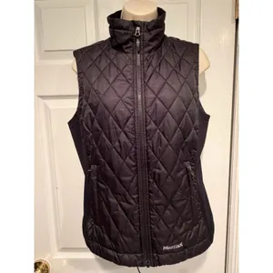 Marmot Womens‎ Medium Black Quilted Puffer Vest Stretch Panels Lightweight Zip thumbnail 2