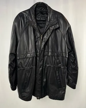 Vintage‎ Wilson Leather Full Zip Drawstring Waist Jacket in Black Size Large thumbnail 1