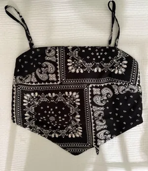 Pattern Bandeau Boutique Top Black thumbnail 1