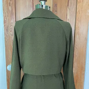 SOPHIE RUE Classic Lightweight Belted Lightweight Olive Green Trench Coat~XL thumbnail 12