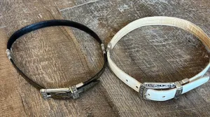 2 Brighton Reversible Leather Belts White Tan Croc Silver Buckle Y2K Small thumbnail 1