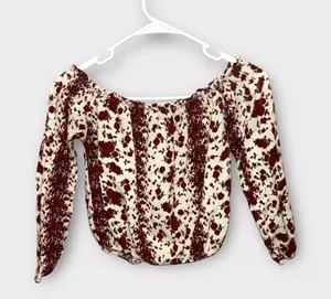 Brandy Melville Red Ruched Off-Shoulder Blouse thumbnail 1