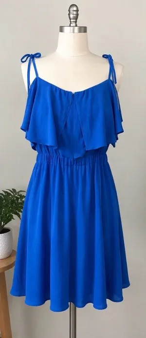 Vince Camuto Royal Blue Flutter Overlay Dress | Size 2 thumbnail 1