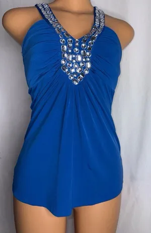 Studio Y Blue rhinestone tank top thumbnail 1
