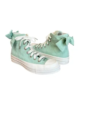 Converse Chuck 70 Bow Green Sticky Aloe Embroidered Floral Women Size 7 NWOB thumbnail 3