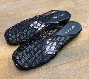 TOP Moda Black Woven Slip-On Mules thumbnail 1