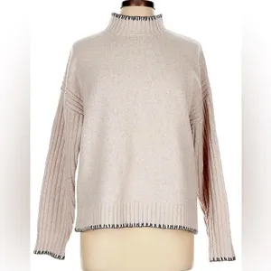 Joie Womens Mock Neck Sweater XS Beige Minimal Cozy Indie Granola Quiet Luxury thumbnail 2