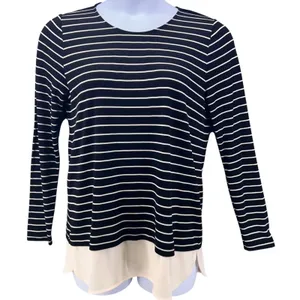 Lauren‎ Ralph Lauren Striped Top Black Large thumbnail 1