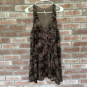Free People Ellie Mini Dress Velvet Brown Studded XS Witchy Fairy Grunge Boho thumbnail 2