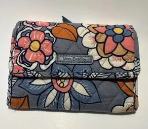 VERA BRADLEY Euro Wallet Tropical Evening Medium Wallet 6 Card, Bills Slot Tri thumbnail 1