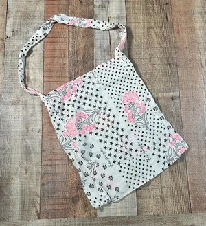 Free People Mixed Print Gauze Hobo Bag Tote Bag Pink Floral Stars Polka Dot Boho thumbnail 1