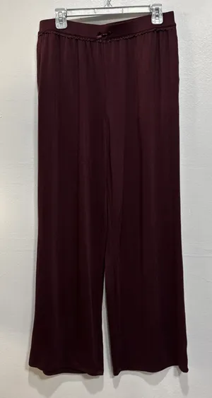 Lands' End Women's Pointelle Sleep Pajama Pants Wide Leg Size M (10-12) Burgundy thumbnail 1